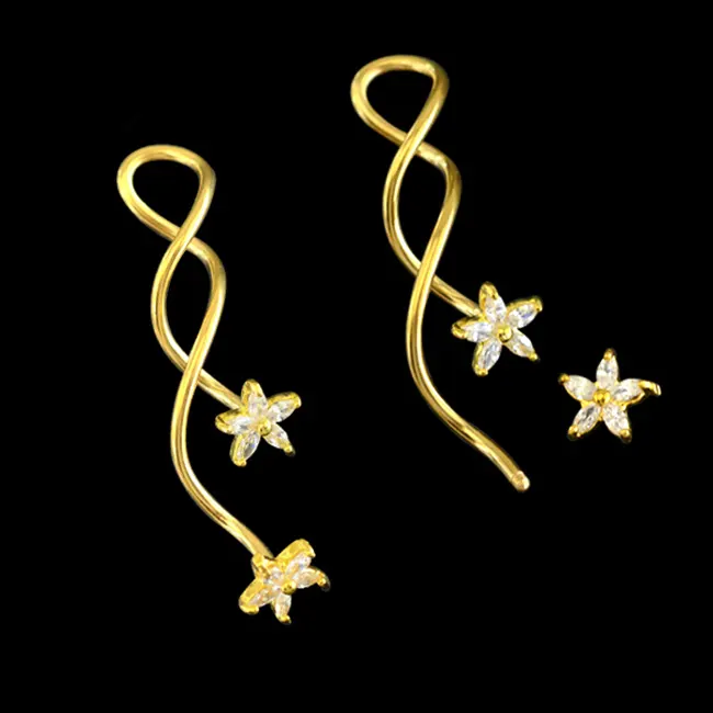 Design alla moda placcato oro del fiore zircone industriale piercing all'ombelico gioielli