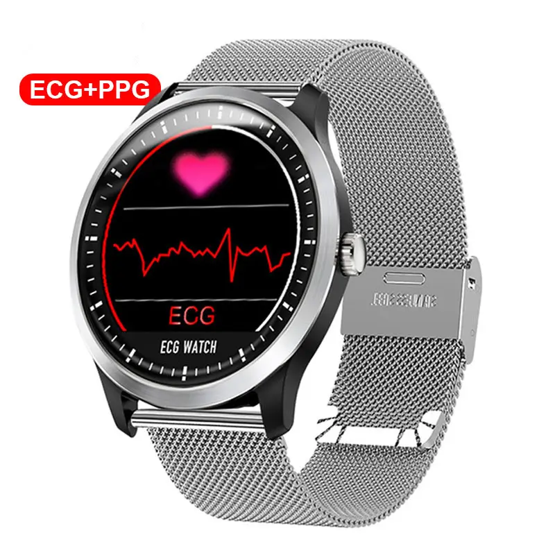 N58 ECG PPGスマートウォッチ、心電図ECGディスプレイ、ホルターECG心拍数モニター血圧スマートウォッチ