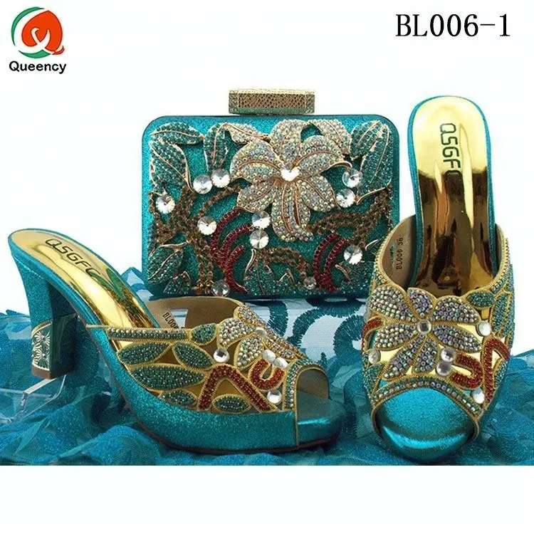 Queency Scarpe Italiane All'ingrosso Set Borsa Donne Africane Scarpe E Borse da Abbinare