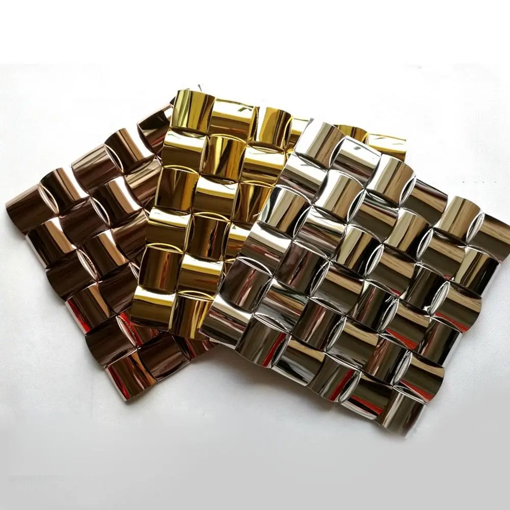 Paslanmaz çelik 3D Arch şekil metalik dekor Metal mozaik Backsplash için DUVAR KAROLARI