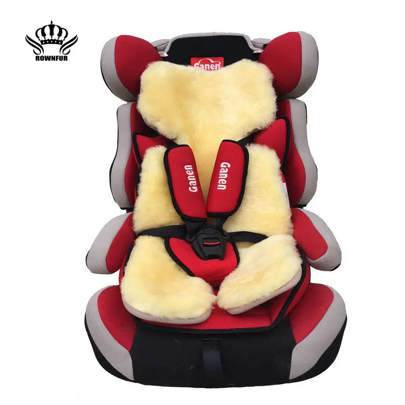 Coussins de siège de voiture pour enfants, housse de siège, sécurité pour bébé, en peau de mouton, blanc, haute qualité, avec harnais, ajustable, 1 pièce, 2020
