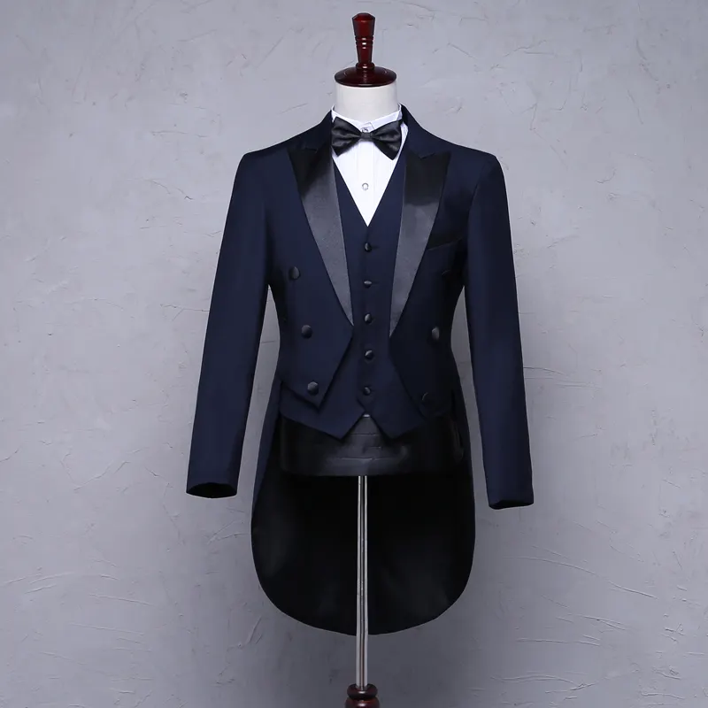 Chine fait sur commande 100% haut en laine hommes exquis mariage smoking à queue fourchue manteau pour hommes costume
