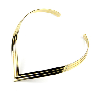 HANSIDON V <strong>Neck</strong> Alloy Torques Collar Choker Necklace Fashion 3 Layer Bright Metal Weld Bib Women Necklaces Statement Jewelry - Product Image 1