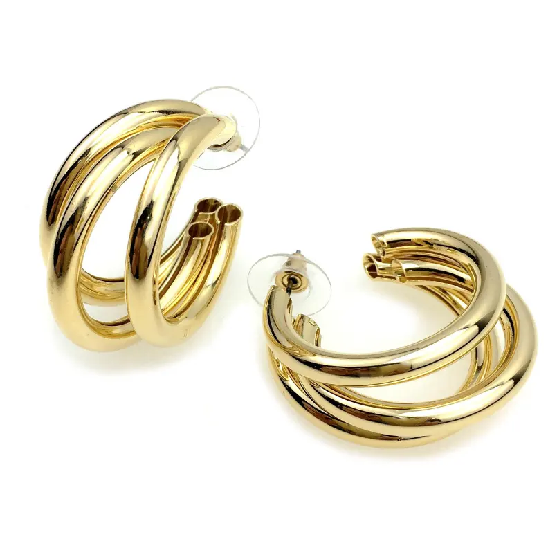 Boucles d'oreilles Tube métallique pour femmes, bijou à 3 couches, géométrique, Punk, mode, prix d'usine, nouveau design