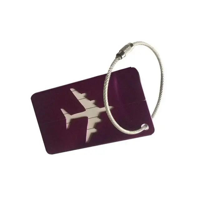 Etiqueta de bagagem em forma de avião, personalizada, liga de alumínio, para viagem