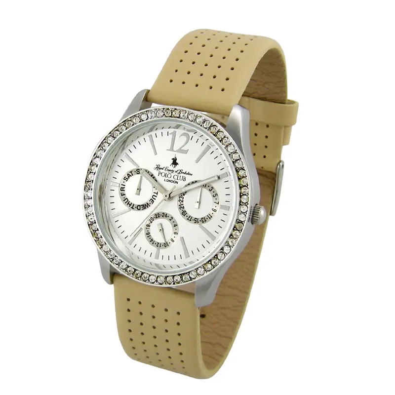 PL110 POLO CLUB Hot sale genuine leather quality women chronograph lady watch crystal watch