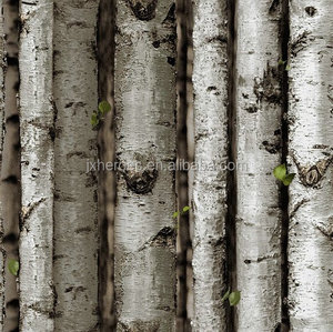 Featured White Birch <span class=keywords><strong>Tree</strong></span> <span class=keywords><strong>Trunk</strong></span> <span class=keywords><strong>Pattern</strong></span> Waterproof Vinyl Wallpaper für Restaurant