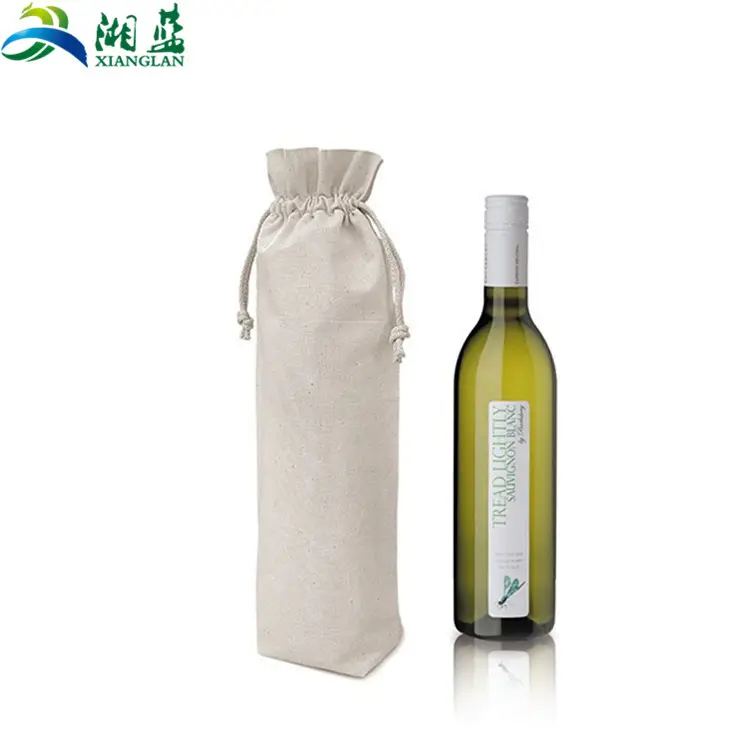 Fábrica al por mayor de encargo de vino, bolsa de regalo de cordón de algodón botella de vino bolsas de