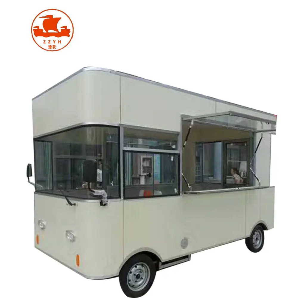 Electric Food Truck Trailer Mobile Kitchen Food Truck for Sale Europe Beverage Snack Mobile Kitchen Food Cart Stainless Steel