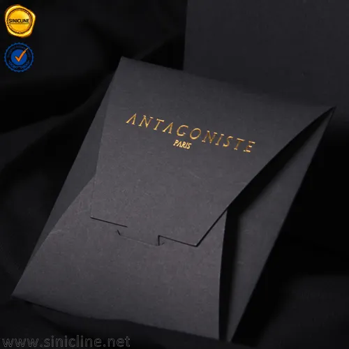 Sinicline cartões de embalagem, envelope de papel preto fosco com logotipo uv brilhante