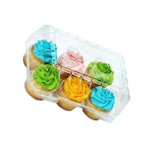 Tùy Chỉnh 6 Đếm Vỏ Sò Bản Lề Trong Suốt Mini <span class=keywords><strong>Cupcake</strong></span> Container Có Nắp Đậy Rõ Ràng Nhựa <span class=keywords><strong>Cupcake</strong></span> Container Hộp - Product Image 2