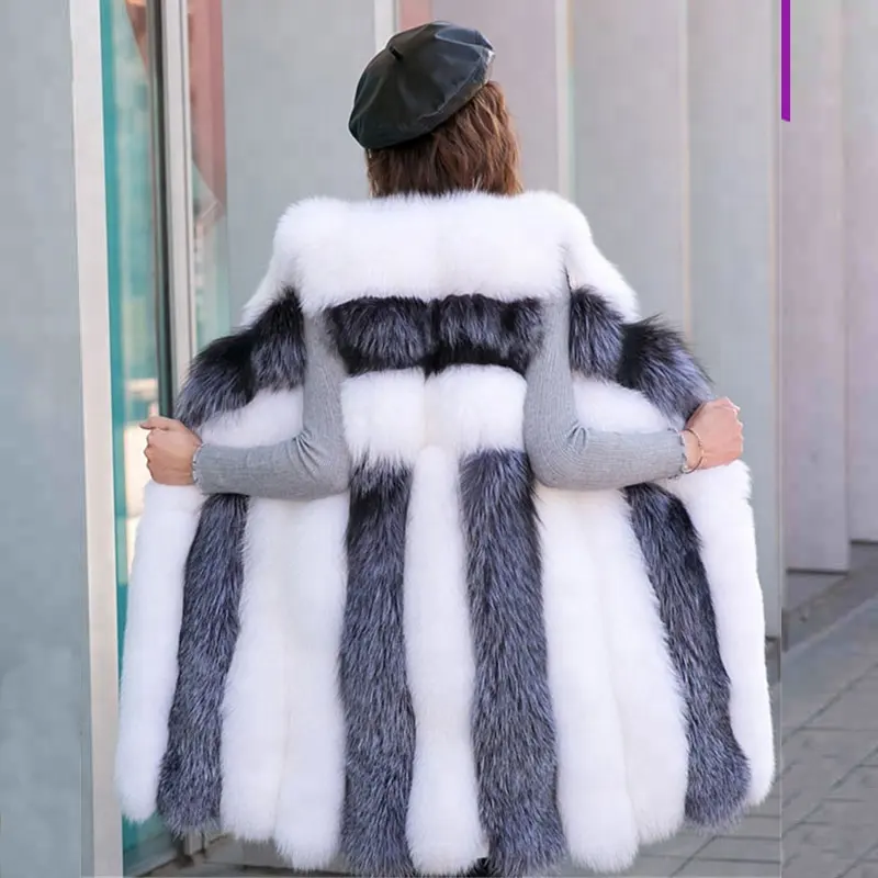 Chinchilla Longue Vison De Fourrure D'hiver Gilet et Gilet Pour Femme grande taille