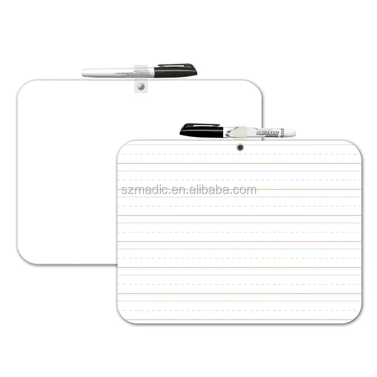 School Teaching Aids 9x12 Kid Writing Whiteboard Lined with Marker Pen and Eraser Lapboards for Students