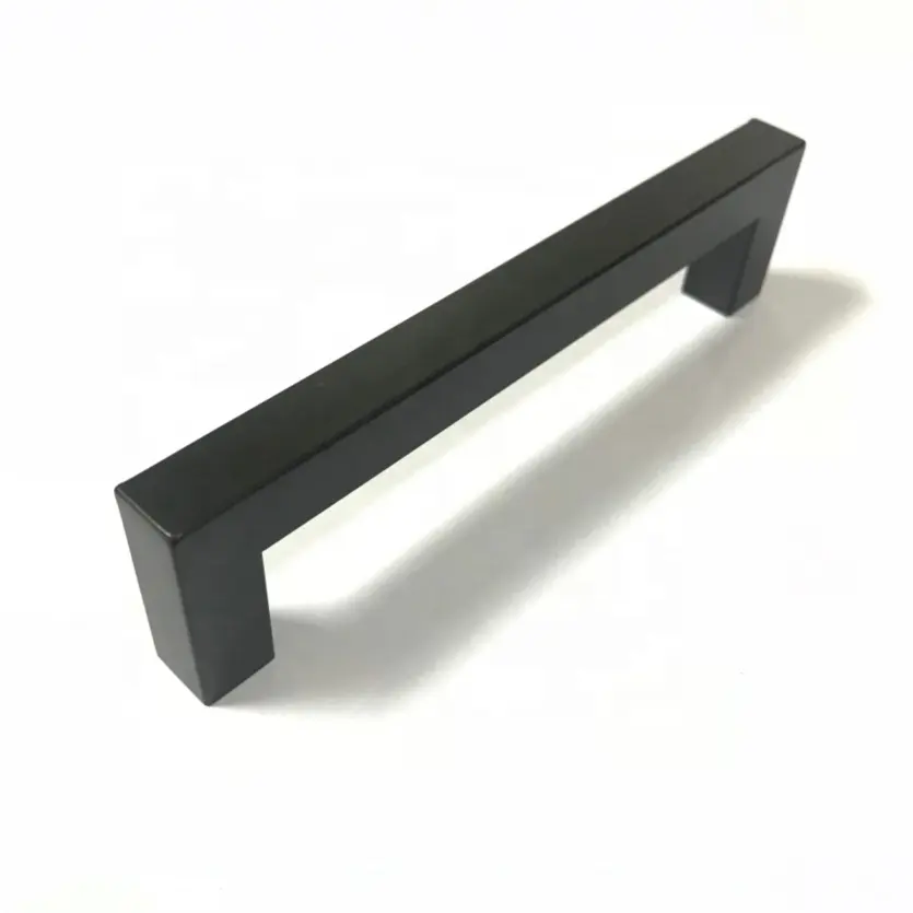 Poignée de traction en acier inoxydable, matériel de meuble carré, 12x12mm de largeur, noir mat avec brosse, tache, 96mm 128mm