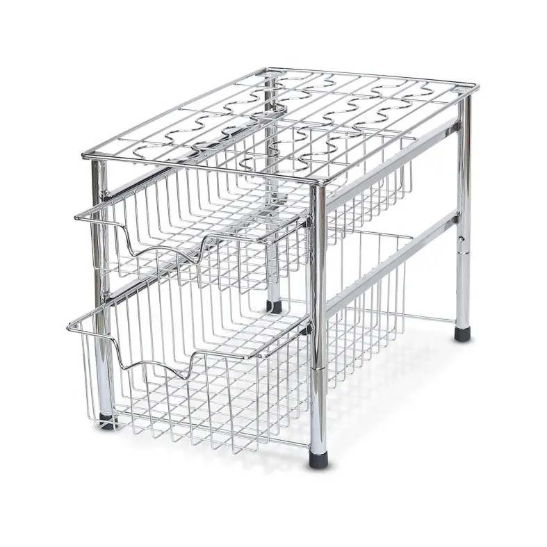 Stackable Sliding Basket Organizer Drawer Storage Rack For Kitchen & Bathroom Cabinet Drawer