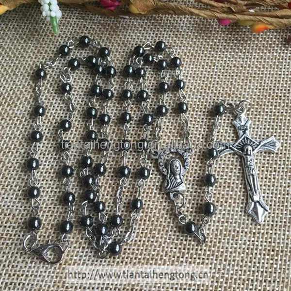 4mm bead cattolica ematite collana della catena del rosario vergine maria centrotavola