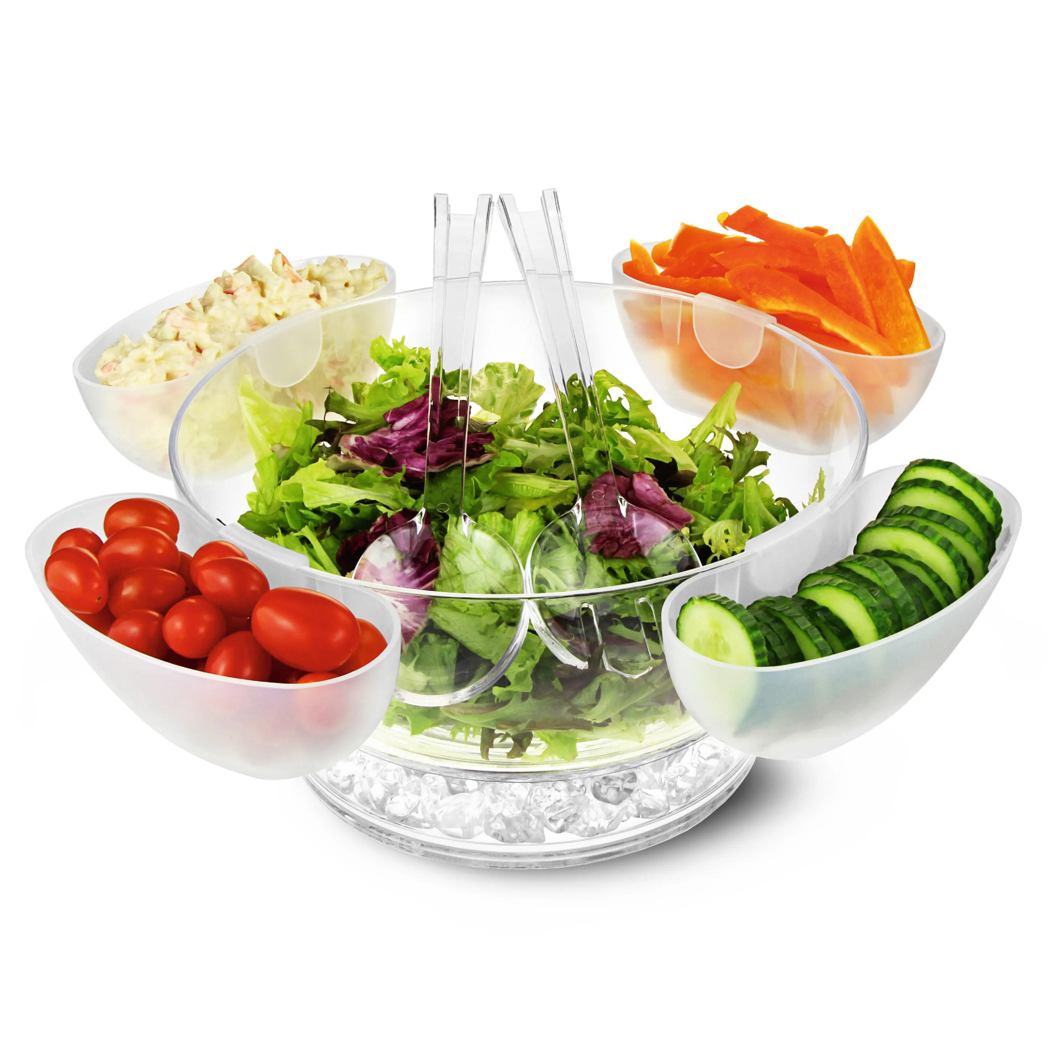 Yeni stil hizmet soğuk salata kasesi şeffaf salata kasesi buz