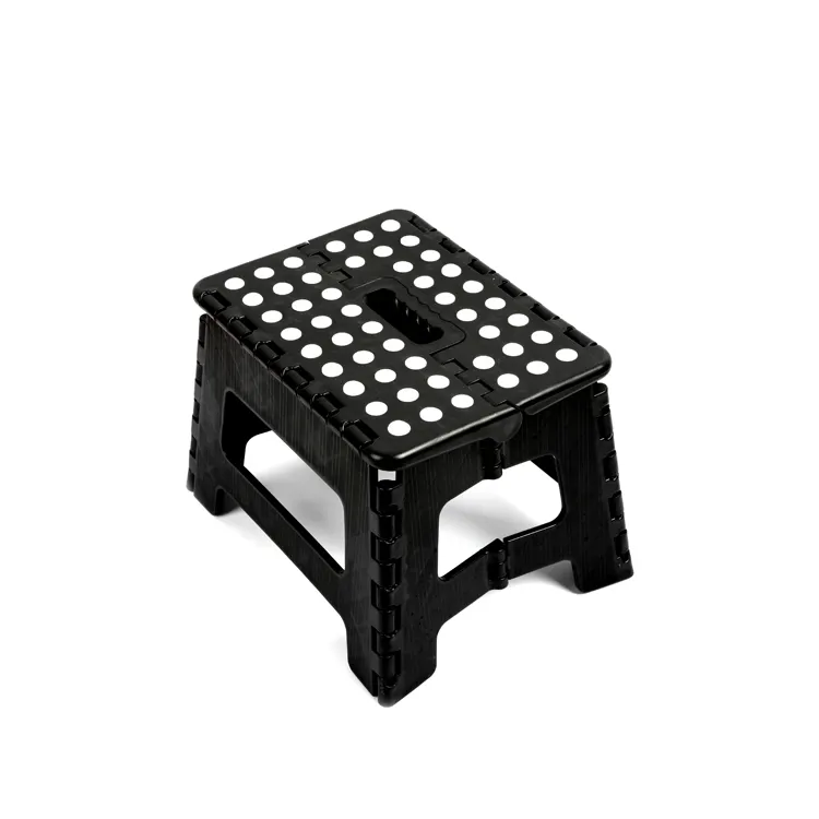 Wholesale Hot Sale Portable Solid Black Foldable Plastic Step Stool