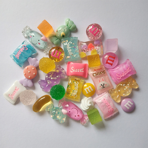 30 Pcs / Bag Mixed Design Candy Resin <strong>Cabochons</strong> for Slime or DIY Work