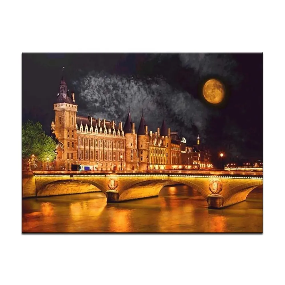 Servizio di Stampa di Poster da Parete Giclée di Arte Della Città di Notte Stampa su Tela Allungato da Foto