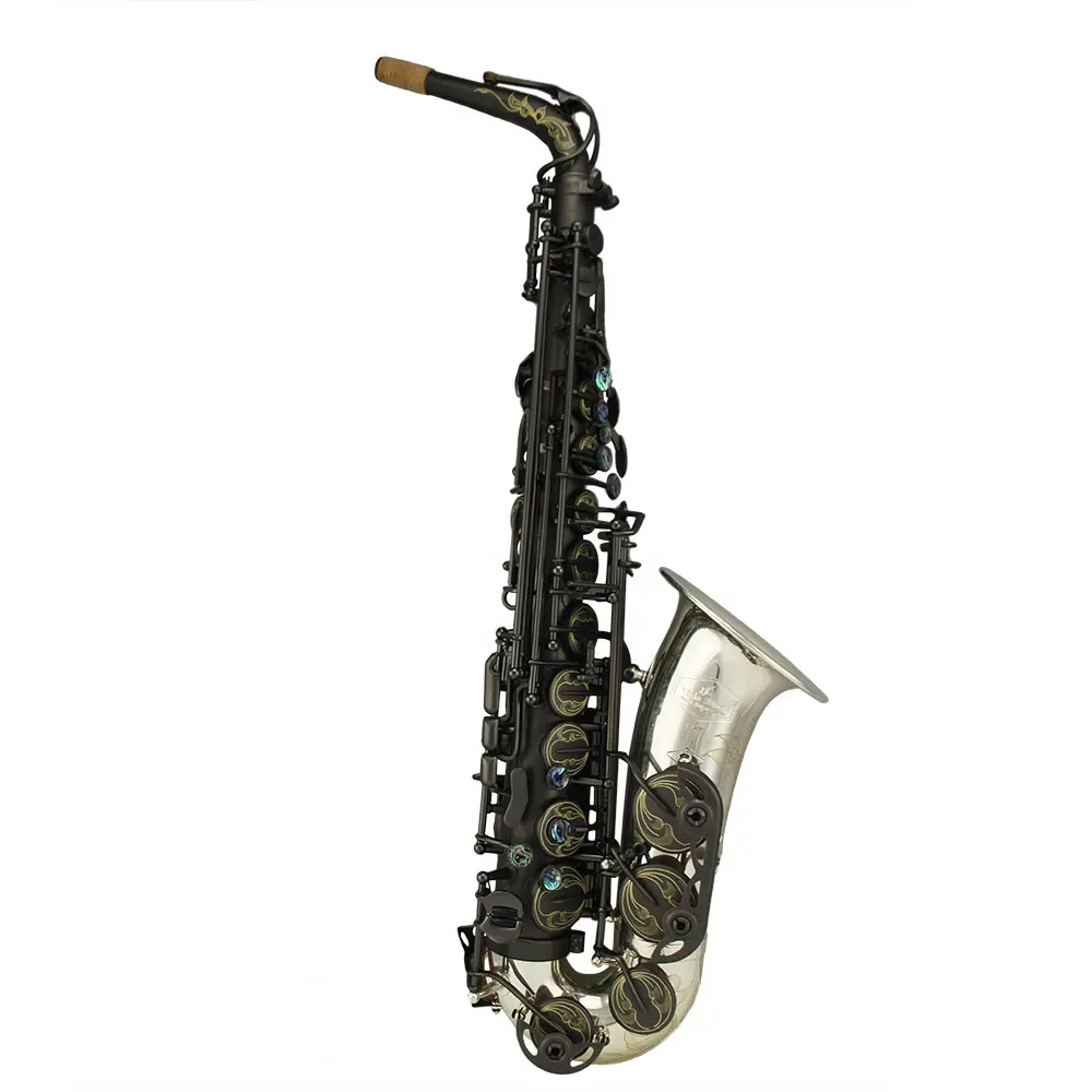Cao Cấp Chuyên Nghiệp Matte Màu Đen Cơ Thể Bạc Chuông Alto Saxophone Bán Buôn Chuyên Nghiệp Nhạc Cụ OEM