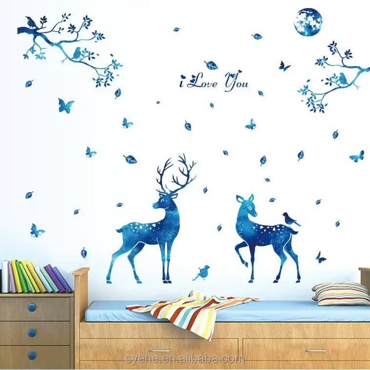 DIY creative star deer stickers 3d flower living room sofa background wall art murals waterproof home decoration wall stickers
