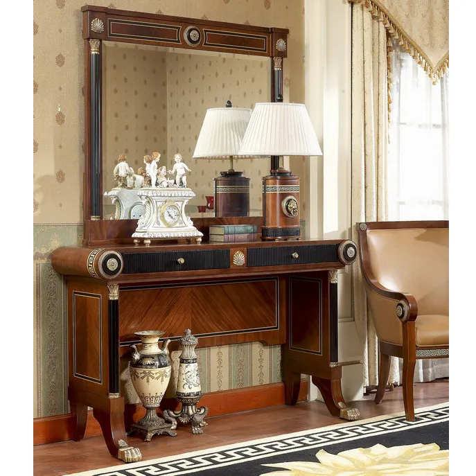 YB10 lusso 18th century antico in legno massello di mogano decorazione soggiorno ingresso decorazione tavolo consolle con specchio