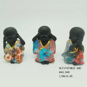 Zen Feng Shui Set of 3 Speak <strong>No</strong> <strong>Evil</strong> Hear <strong>No</strong> <strong>Evil</strong> <strong>See</strong> <strong>No</strong> <strong>Evil</strong> Monk Statue Sculpture - Product Image 2