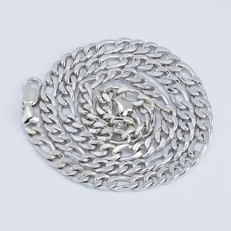 Colar de prata esterlina 925 para homens, joia fina hip hop italiana de 22 polegadas e 6 mm, colar grosso Figaro