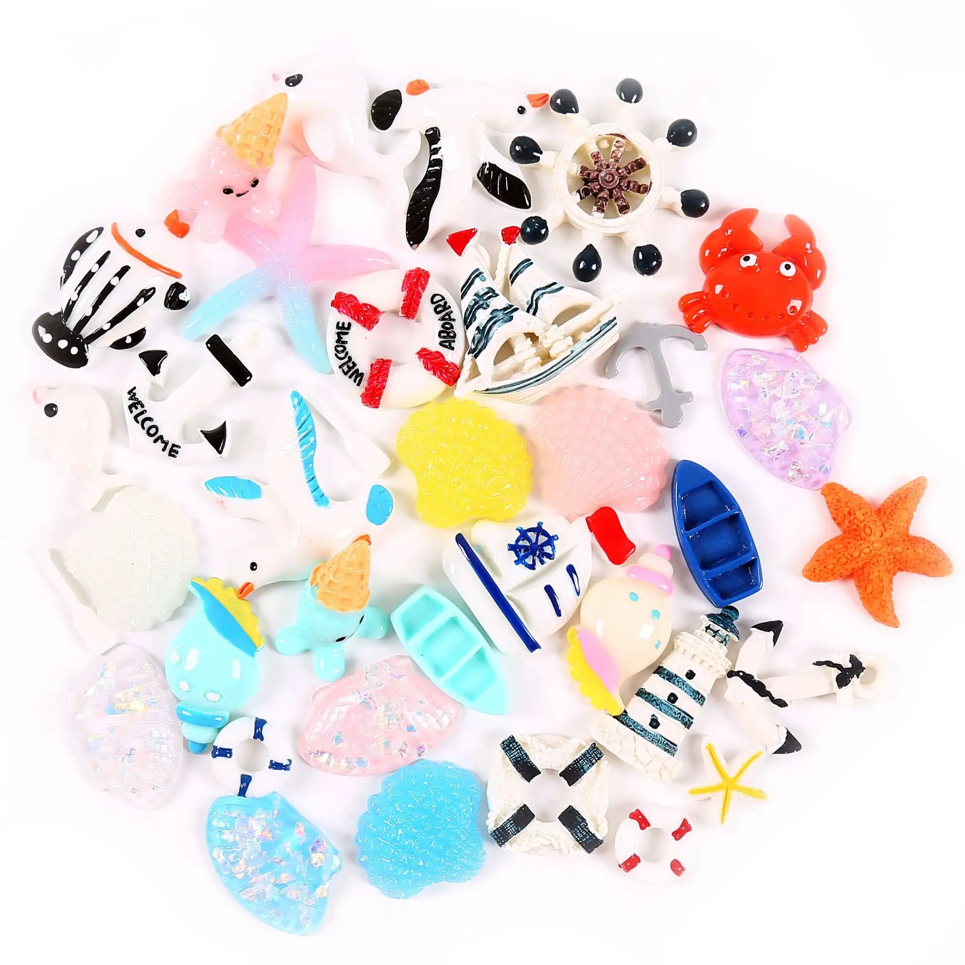 Craft Supplies Cartoon marine style mobile phone case diy material slime slime filler diy accessories resin accessories