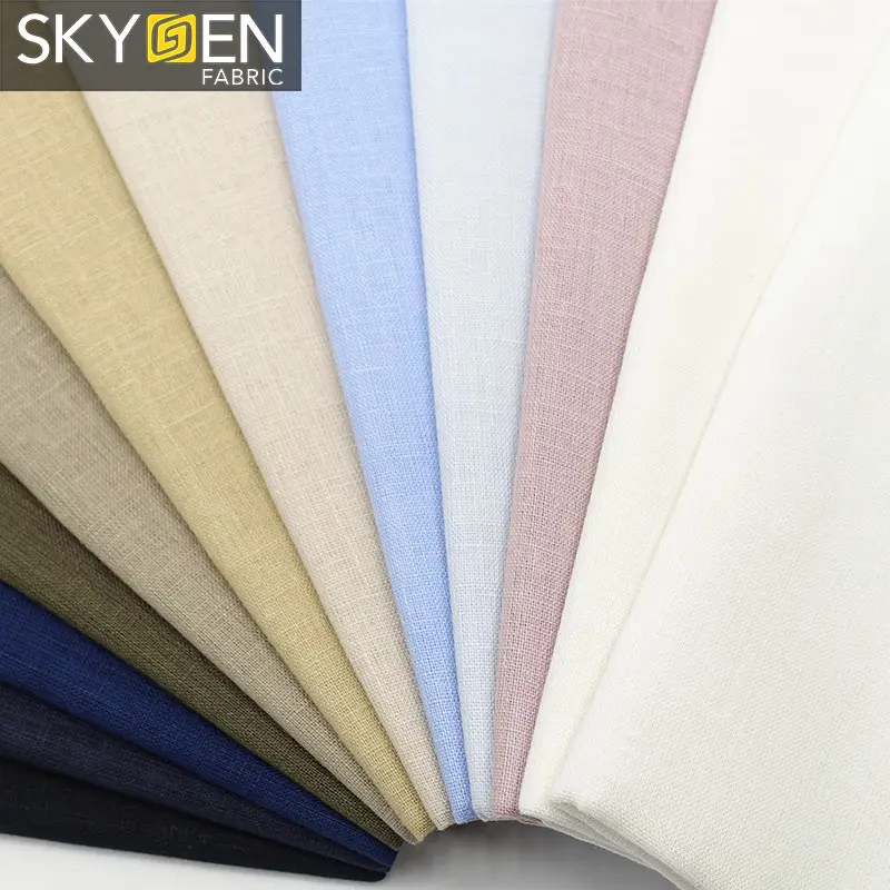 Skygen mảnh nhuộm dệt shirting rắn linen vải