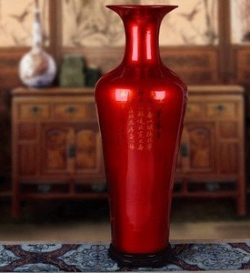 Jingdezhen חדש עיצוב סיני אדום פורצלן אגרטל רצפה גדול
