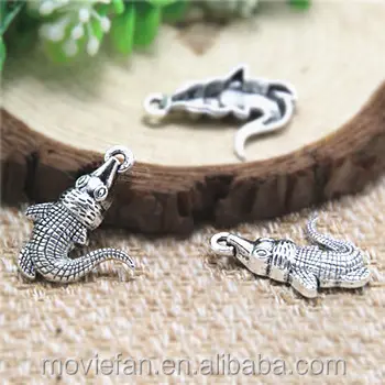 Crocodile charms,Antique Tibetan Silver Alligator Pendants Charms Jewelry Making 20x26mm