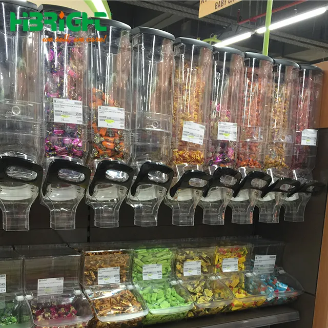 Distributeur d'aliments secs et de bonbons triple 13L pour l'épicerie de supermarché