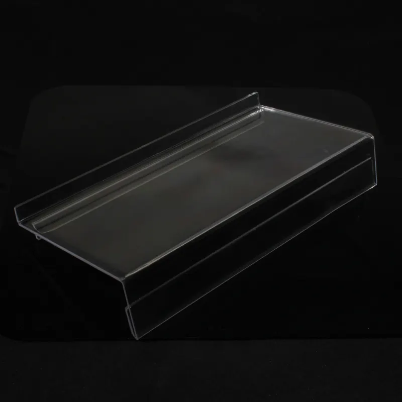 Clear Acrylic Slat Wall Shoe Display Holder with front tag inserted holder slatwall shef holder