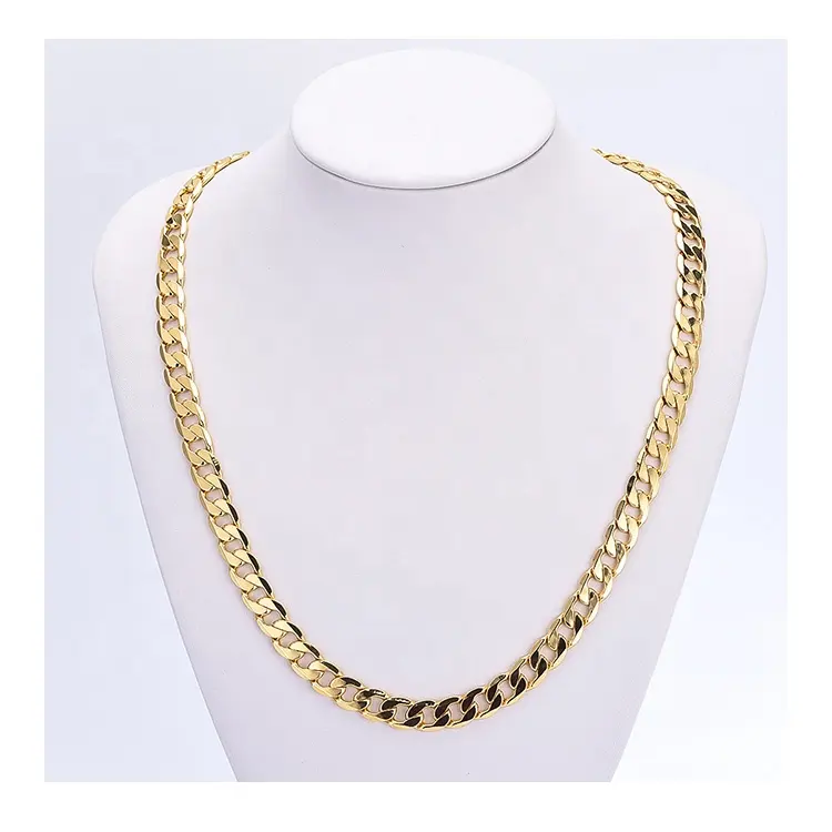 2024 Dubai vente en gros 10k véritable laminé Oro Original 18k 22K or pur rempli plaqué bijoux 14k chaînes cubaines collier pour hommes