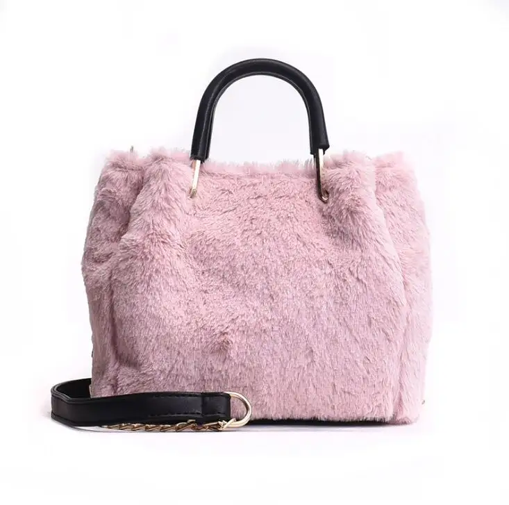 Ultima moda borsa pochette in pelliccia sintetica intrecciata a mano stile Preppy a tracolla estiva da donna con due manici a fiori