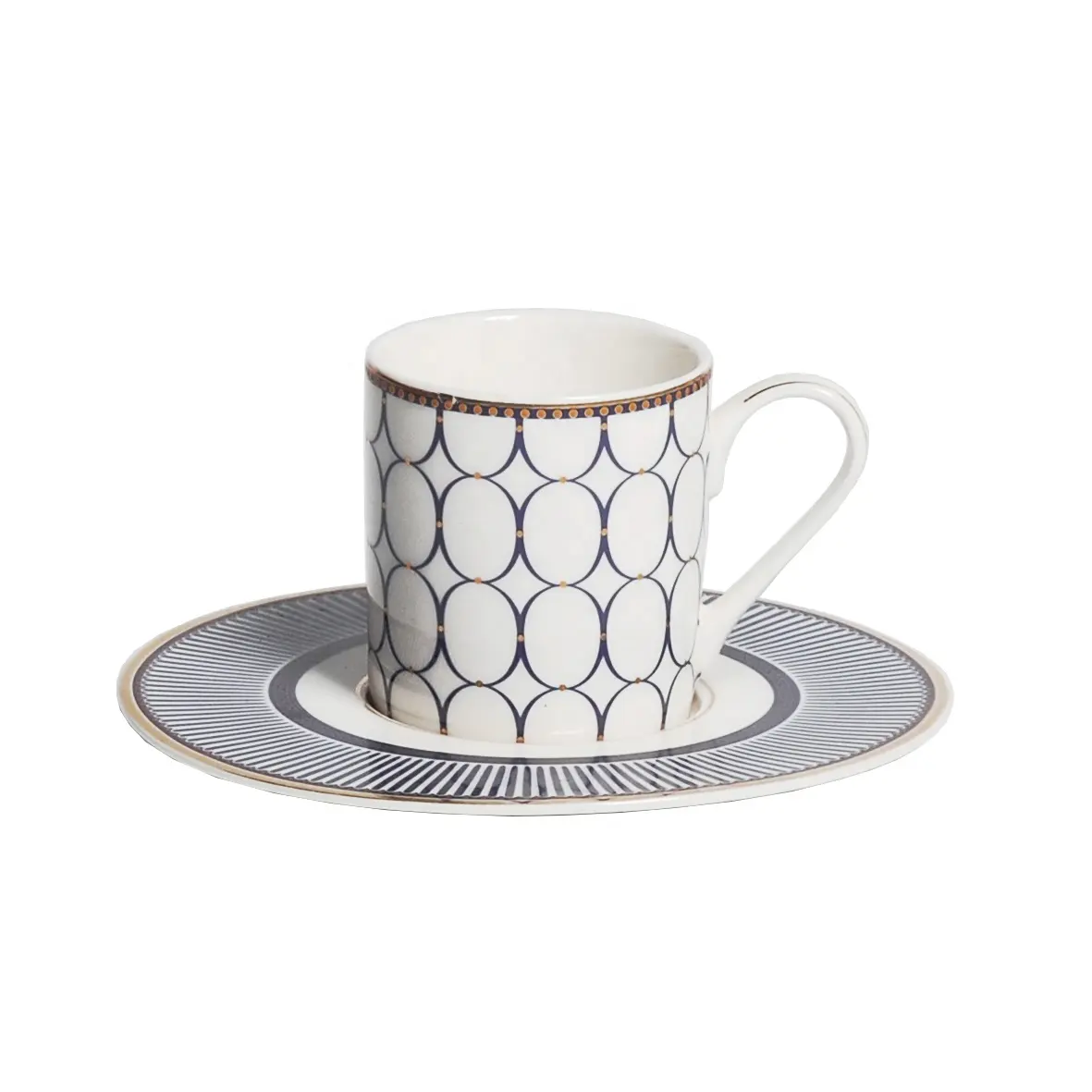 Accesorios de cocina, taza de café espresso de cerámica recta árabe turca, platillo