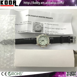 Wholesale Fashion Alloy Quartz Glass Pointer Talking Watch Voice Menu English Custom Language Old People PU Senior Watch - Product Image 3