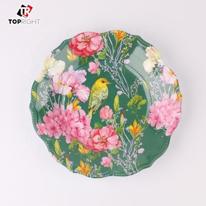 Neues Design Vogel Blume benutzer definierte Muster Großhandel Geschirr Hochwertige Aufkleber 100% Melamin Dinner Set