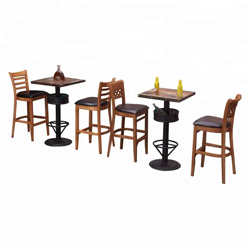 Nova moda café móveis barato usado restaurante bar alta mesa e cadeiras de banheiro de bar alta cadeira r1763
