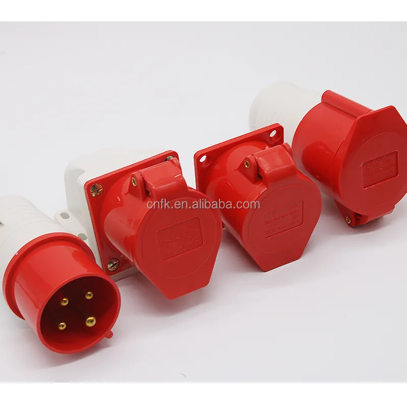 4 pins 16A Nylon66 Material IP44 Electrical Industrial Plug Socket