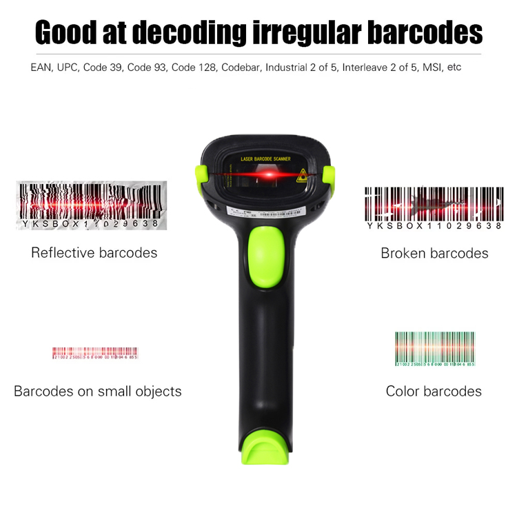 TTL/USB/RS232/KBW Optional 1D Laser Wired Barcode Scanner Multi-Interfaces