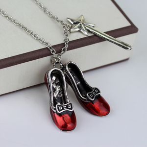 WIZARD of <strong>OZ</strong> <strong>Dorothy's</strong> Ruby Red Slippers Glinda's Wand Pendant NECKLACE - Product Image 3