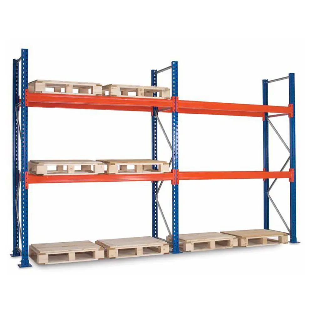 Heavy duty pallet racking and tire rack storage system wooden shelf