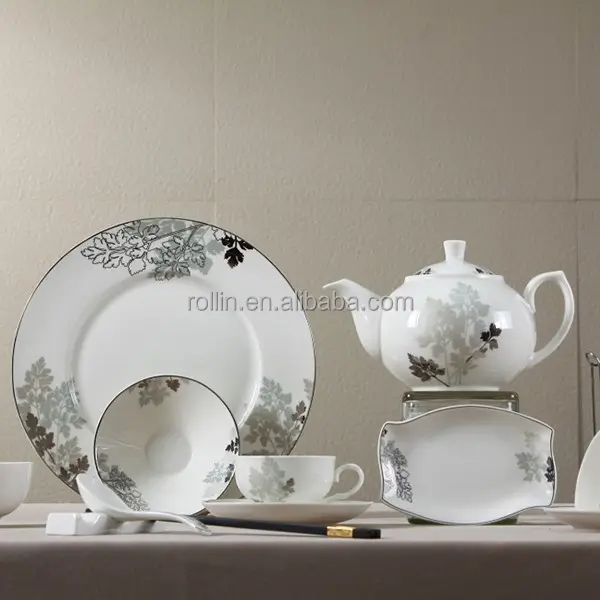 Ronde banquet de mariage en porcelaine allemande poterie assiettes vaisselle ensemble de vaisselle en céramique de luxe ensembles de vaisselle