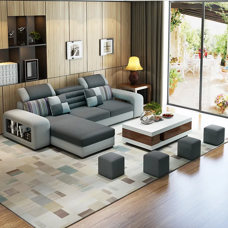 Muebles para el hogar, uso General, sala de estar, sofá de esquina de tela, sofá en forma de L