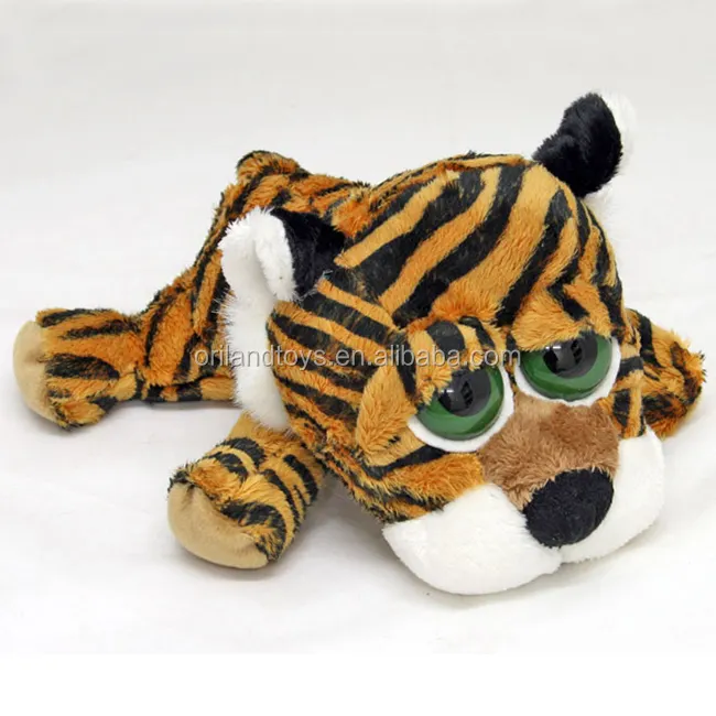 kingdom soft stuffed animal cute tiger plush toys with big green eyes