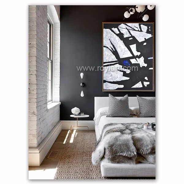 Modern wall decor pittura a olio astratta in bianco e nero su tela