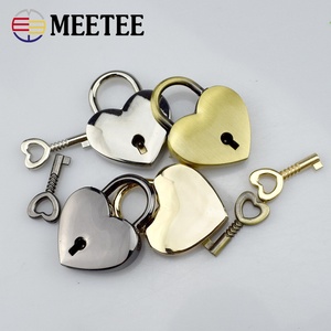 Meetee G9-1 30 * 39毫米复古心形挂锁配件手提箱首饰盒装饰锁带钥匙手提包钱包锁